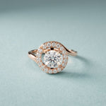 1.25 Ct Round Cut Floating Halo Moissanite Ring Rose Gold
