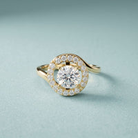 1.25 Ct Round Cut Floating Halo Moissanite Ring Gold