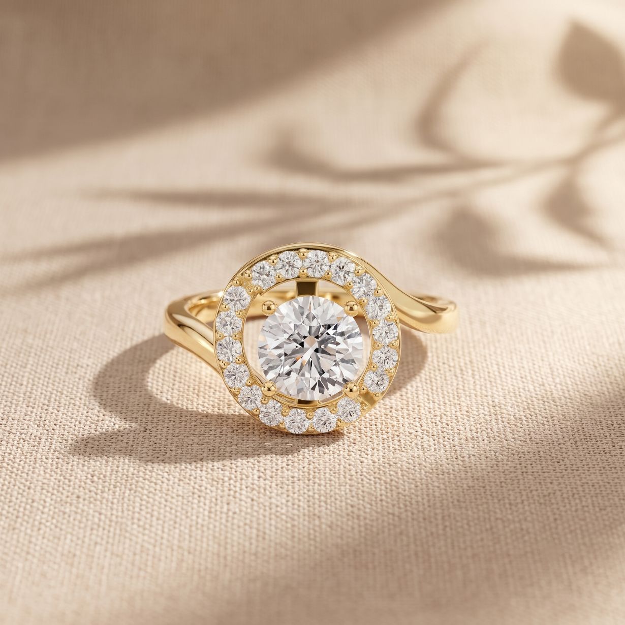 1.25 Ct Round Cut Floating Halo Moissanite Ring Gold