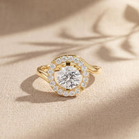 1.25 Ct Round Cut Floating Halo Moissanite Ring Gold