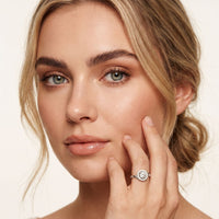 1.25 Ct Round Cut Floating Halo Moissanite Ring White
