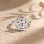 1.25 Ct Round Cut Floating Halo Moissanite Ring White