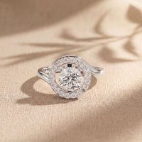 1.25 Ct Round Cut Floating Halo Moissanite Ring White