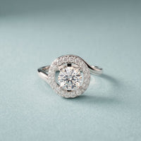 1.25 Ct Round Cut Floating Halo Moissanite Ring White