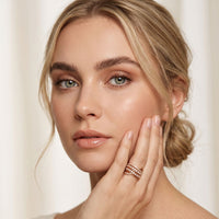 0.80 Ct Round Cut Multi-Row Pavé Open Wrap Moissanite Statement Ring Rose Gold