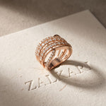 0.80 Ct Round Cut Multi-Row Pavé Open Wrap Moissanite Statement Ring Rose Gold