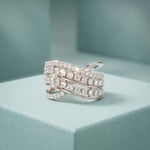 0.80 Ct Round Cut Multi-Row Pavé Open Wrap Moissanite Statement Ring White
