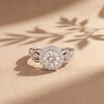 1.25 Ct Round Cut Halo Vintage-Inspired Moissanite Ring White