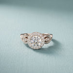 1.25 Ct Round Cut Halo Vintage-Inspired Moissanite Ring White