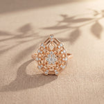 0.40 Ct Round Cut Openwork Floral Moissanite Statement Ring Rose Gold