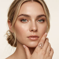 0.40 Ct Round Cut Openwork Floral Moissanite Statement Ring Rose Gold