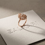 0.40 Ct Round Cut Openwork Floral Moissanite Statement Ring Rose Gold