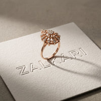 0.40 Ct Round Cut Openwork Floral Moissanite Statement Ring Rose Gold