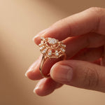 0.40 Ct Round Cut Openwork Floral Moissanite Statement Ring Rose Gold