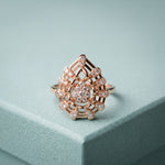 0.40 Ct Round Cut Openwork Floral Moissanite Statement Ring Rose Gold