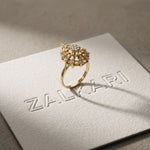 0.40 Ct Round Cut Openwork Floral Moissanite Statement Ring Gold