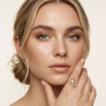 0.40 Ct Round Cut Openwork Floral Moissanite Statement Ring Gold