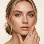 0.40 Ct Round Cut Openwork Floral Moissanite Statement Ring White