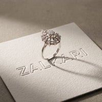0.40 Ct Round Cut Openwork Floral Moissanite Statement Ring White