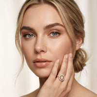 0.75 Ct Round Cut Open Halo Moissanite Ring Rose Gold