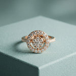 0.75 Ct Round Cut Open Halo Moissanite Ring Rose Gold