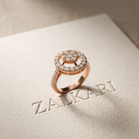 0.75 Ct Round Cut Open Halo Moissanite Ring Rose Gold
