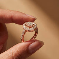 0.75 Ct Round Cut Open Halo Moissanite Ring Rose Gold