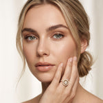 0.75 Ct Round Cut Open Halo Moissanite Ring Gold