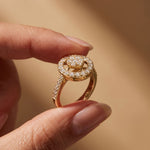 0.75 Ct Round Cut Open Halo Moissanite Ring Gold