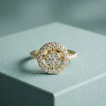 0.75 Ct Round Cut Open Halo Moissanite Ring Gold
