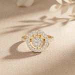 0.75 Ct Round Cut Open Halo Moissanite Ring Gold