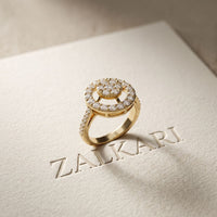 0.75 Ct Round Cut Open Halo Moissanite Ring Gold
