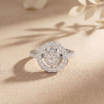 0.75 Ct Round Cut Open Halo Moissanite Ring White