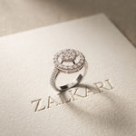 0.75 Ct Round Cut Open Halo Moissanite Ring White