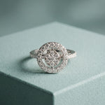 0.75 Ct Round Cut Open Halo Moissanite Ring White