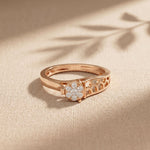 0.10 Ct Round Cut Cluster Openwork Moissanite Ring Rose Gold