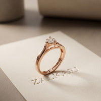 0.10 Ct Round Cut Cluster Openwork Moissanite Ring Rose Gold
