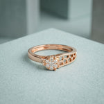 0.10 Ct Round Cut Cluster Openwork Moissanite Ring Rose Gold