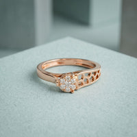 0.10 Ct Round Cut Cluster Openwork Moissanite Ring Rose Gold
