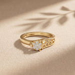 0.10 Ct Round Cut Cluster Openwork Moissanite Ring Gold