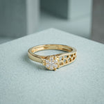 0.10 Ct Round Cut Cluster Openwork Moissanite Ring Gold