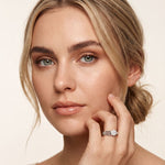 0.10 Ct Round Cut Cluster Openwork Moissanite Ring White