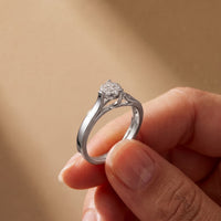 0.10 Ct Round Cut Cluster Openwork Moissanite Ring White