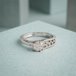 0.10 Ct Round Cut Cluster Openwork Moissanite Ring White