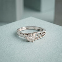 0.10 Ct Round Cut Cluster Openwork Moissanite Ring White