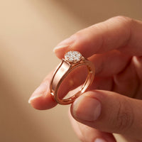 0.20 Ct Round Cut Moissanite Cluster Greek Key Openwork Ring Rose Gold