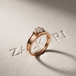 0.20 Ct Round Cut Moissanite Cluster Greek Key Openwork Ring Rose Gold
