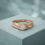 0.20 Ct Round Cut Moissanite Cluster Greek Key Openwork Ring Rose Gold