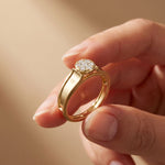 0.20 Ct Round Cut Moissanite Cluster Greek Key Openwork Ring Gold