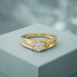 0.20 Ct Round Cut Moissanite Cluster Greek Key Openwork Ring Gold